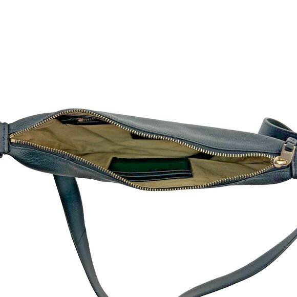 AllSaints Half Moon Crossbody Bag Black Leather Adjustable Strap Zip Capsule - Picture 9 of 16